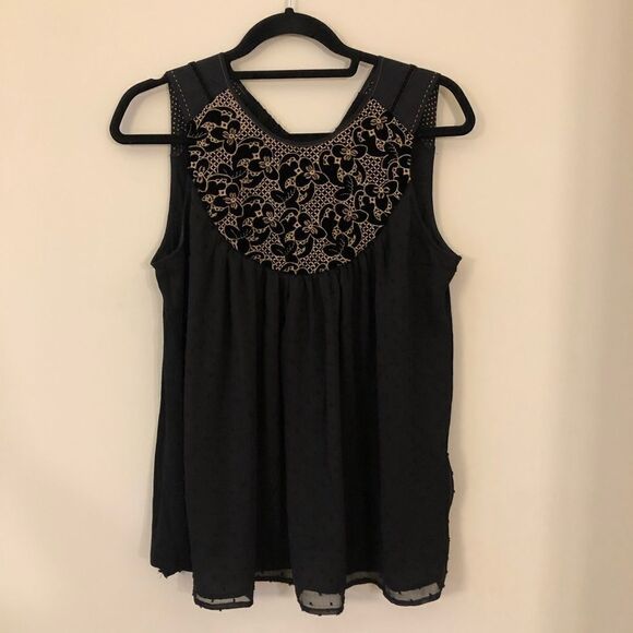 Anthropologie “One September” Black Gold Top - Picture 2 of 7